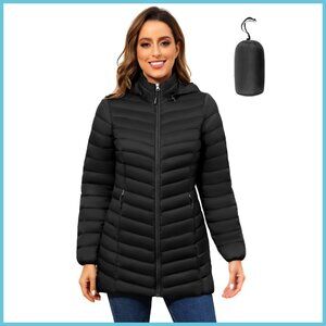 Lightweight Packable Puffer Jacket with Detachable Hood and Quilted Design